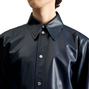 Camisa de cuero ajustada de moda con aspecto elegante, perfecta para ropa de fiesta, atuendos casuales y diarios. - Product Image 2