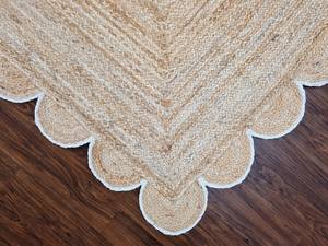 Tapis fait main en jute naturel style kilim abstrait avec techniques tuftées pour le salon - Product Image 2