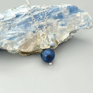 Ethnic Design Simple 925 Sterling Silver Dainty <b>Blue</b> Pearl Pendant Gemstone Necklace <b>Jewellery</b> Partywear Solutions Accessories - Product Image 1