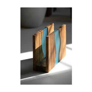 Porta Servilletas de Madera y Resina Hecho a Mano |   Soporte de Mesa Decorativo Estilo Rústico para Comedor, Cocina y Cafetería - Product Image 1