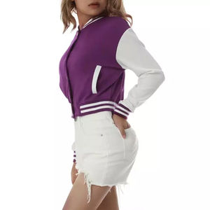 Chaqueta Universitaria Corta para Mujer, Diseño de Moda, Piel de Oveja, Invierno, Alta Calidad, Transpirable, Venta al por Mayor, Totalmente Personalizable - Product Image 2