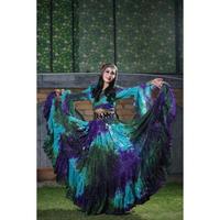Ensemble de jupe de danse bohème tie-dye pour femmes, multicolore, en rayonne, lehenga choli avec travail de paillettes, manches évasées
