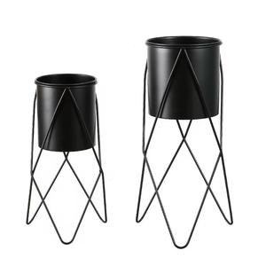 Maceta de Metal redonda para jardín, balcón, macetas y jardineras decorativas para el hogar, cestas verdes, decoración del hogar, maceta de soporte de Metal - Product Image 1