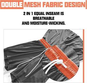 Shorts de sport amples et respirants pour hommes, en toile 100 % coton avec logo personnalisé, séchage rapide, taille élastique, pour la gym et le basketball - Product Image 5