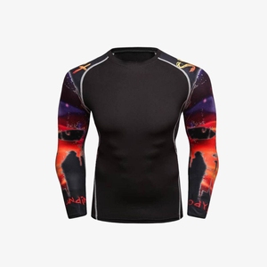 Customize Your Own Logo Digital Print Full Sleeve <b>Compression</b> Rash Guard for MMA BJJ Spandex/Polyester Quick Dry Breathable <b>Men</b> - Product Image 2