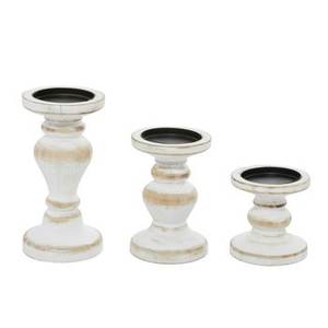 Elegant Wooden Tabletop Candlestick <b>Set</b> with White Finished Perfect for Home Hotel and Restaurant Decor <b>Set</b> Of 3 Decent Tools - Product Image 5