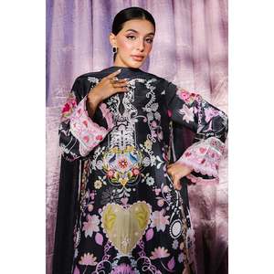Ensemble chemise et dupatta pour femme Zella Bohemian en satin, col mandarin, manches longues, écologique - Product Image 2
