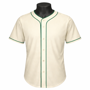 Camiseta de Béisbol Personalizada con Ribete Verde, Uniforme de Equipo con Botones, Transpirable y de Secado Rápido - Product Image 1