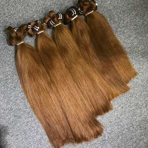 Natural Straight Raw <b>Lighter</b> Brown Wholesale Factory Priced Machine Double Drawn Virgin Hair Extensions Bundles - Product Image 4