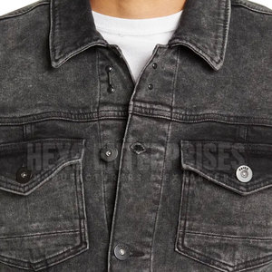 Chaqueta vaquera de hombre de algodón con logotipo personalizado al por mayor, transpirable, para uso en exteriores, estilo de calle con tela de lona - Product Image 5