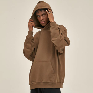 High Quality Cotton Oversize Hoodie Thick Fleece Drop Shoulder Plain Blank Custom french terry <b>Men</b> Hoodies - Product Image 1
