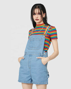 Mono vaquero casual de verano 2025 para mujer, pantalones cortos de mezclilla, overoles transpirables con logotipo personalizado, venta al por mayor, nueva llegada - Product Image 3