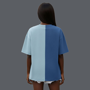 Camiseta de mujer OEM al por mayor, personalizada con serigrafía de 2 tonos, oversize, 250 GSM, estilo streetwear holgado, de algodón pesado. - Product Image 2