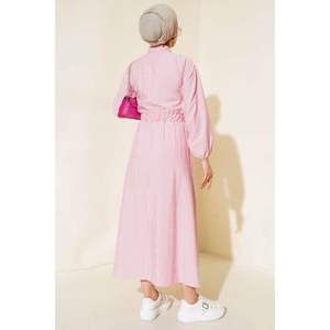 Robe rayée à boutons métalliques Rose - Product Image 3