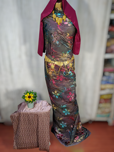 Nuevo Vestido Dirac de Terciopelo Somalí de Última Moda para Niñas, con Patrón Floral Jacquard, Tela para Boda 100% Seda - Product Image 2