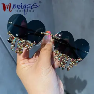 Lunettes de soleil rétro Remiless Bling, monture PC dorée/transparente/blanche, verres dégradés, lunettes tendance et élégantes avec logo - Product Image 2