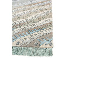 Alfombra Manchaha Verde de Lana y Seda de Bambú Anudada a Mano, 10 mm de Grosor, Patrón Geométrico Abstracto, Rectangular, para Pasillo, Uso Doméstico - Les-2595 - Product Image 4