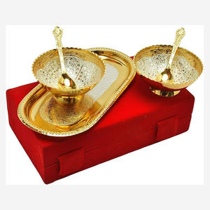 Bol de service couleur or et argent avec cuillère bol en laiton pour cadeau retour cadeau pour mariage et pendaison de crémaillère ensemble de bols personnalisables - Product Image 1