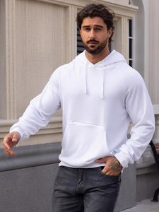 Men Hoodie <b>Sweatshirt</b> basicscotton blended Polyester Fleece Blend Pullover Warm Streetwear Drop Shoulder <b>Plain</b> Custom Fit Hoodie - Product Image 5
