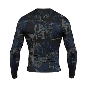 High Quality Comfortable Breathable Solid Color Men MMA <b>Long</b> <b>Sleeve</b> Rash Guard Spandex/Nylon Best Manufacturing Cheap Price - Product Image 2