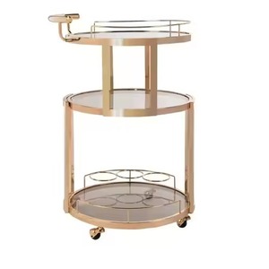 Beautiful Restaurant Service Trolley Room Service Trolley Stylish Rolling Wheel Storage Rack <b>Glass</b> <b>Shelf</b> - Product Image 5