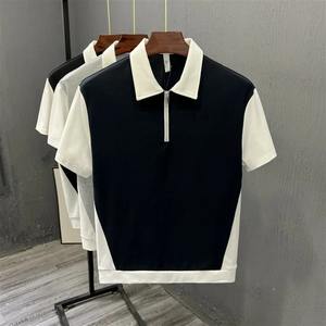 Polo de moda con media cremallera para hombre, camiseta informal de manga corta con bloque de Color, camiseta de verano de estilo ligero a la moda para hombre - Product Image 2