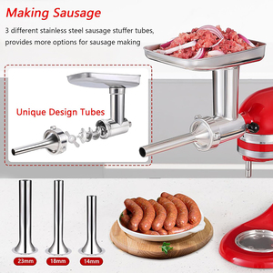 Accessoire <span class=keywords><strong>hachoir</strong></span> à viande compatible <span class=keywords><strong>KitchenAid</strong></span>, en acier inoxydable, pour batteur sur socle, compatible lave-vaisselle, kit de remplacement non revêtu - Product Image 4