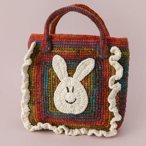Autumn Winter <b>Ladies</b> Tote Hand-made Yarn <b>Backpack</b> Crochet Knitted Wool Maillard Double Shoulder Crossbody Bag Hand-made Yarn - Product Image 3