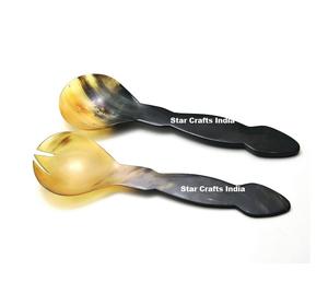 New Horn Salad <b>Serving</b> <b>Spoons</b> with Natural Horn Latest Design Banquet Party Table Decoration Flatware Sets Cooking - Product Image 3