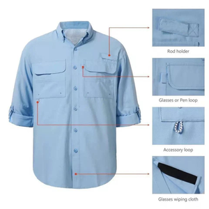 Camisas de Pesca Transpirables de Secado Rápido con Protección UV 50+ para Hombre, Impermeables, Tácticas, de Poliéster, con Botones, Ventiladas, con Logotipo Personalizado para Exteriores - Product Image 1