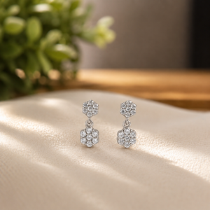 Boucles d'oreilles pendantes en or jaune plaqué 14 carats avec moissanite et diamant taille brillant pour femme - Product Image 3