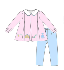 Kale nakış kız Smock giyim setleri OEM fırfır yüksek topuklu uzun kollu pantolon ile kardeş yürümeye başlayan gün giymek için kıyafetler - Product Image 3