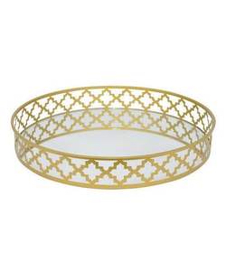 Luxury Octagon Gold Mirror Glass Decorative <b>Tray</b> | Fluted Glass Cosmetic Organizer | Elegant Vanity Perfume <b>Jewelry</b> Display <b>Tray</b> - Product Image 3