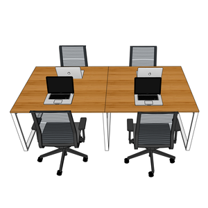 โต๊ะทำงานแบบคลัสเตอร์ RecBamboo BFRB012 สำหรับ 4 คน ขนาด 240x120 ซม. ดีไซน์ร่วมสมัย พร้อมขาเหล็กประกอบสำเร็จ - Product Image 2