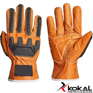 Gants de sécurité OEM de haute qualité, logo personnalisé, meilleur revêtement en cuir et doublure en Kevlar, résistance aux chocs sur tout le pouce, gants de soudage en cuir - Product Image 3