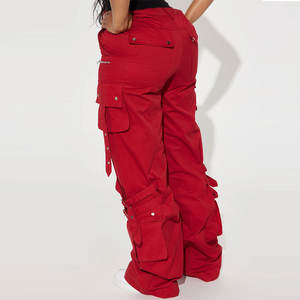 Proveedor Mayorista Ofrece Pantalones Cargo Hip Hop Rectos Personalizados de 220g para Mujer, Ropa de Otoño, Pantalones Deportivos Extra Grandes con Múltiples Bolsillos - Product Image 3