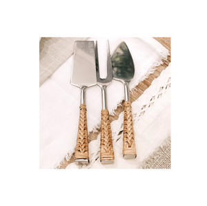 Ensemble de fromage en acier inoxydable en rotin Trancheuse Ensemble de couteaux à fromage Manche en rotin Ustensiles de cuisine et restaurants Outil à fromage - Product Image 6