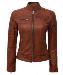 2024 Vintage nouvelle mode femmes veste en cuir véritable à manches longues automne et hiver Biker veste taille XL - Product Image 3