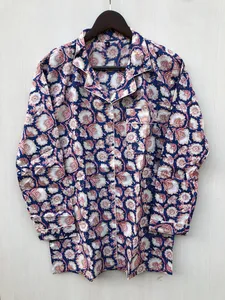 Indian Handmade 100% Cotton Night Suit Elegant Floral Print Luxury Sleepwear for Summer Vacation Autumn Spring Winter Morning - Product Image 3