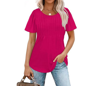 Nouvelle mode T-shirts pour femmes de qualité les plus populaires T-shirts pour femmes de couleur unie à manches courtes - Product Image 2