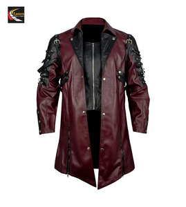 Veste manteau en cuir marron et noir pour hommes Steampunk vente en gros pas cher production en vrac - Product Image 4