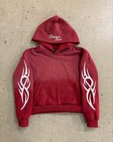 Y2K estilo personalizado Logo estampado chándal desgastado crudo dobladillo holgado pierna ancha doble cintura pantalones de chándal y Sudadera con capucha conjunto chándales