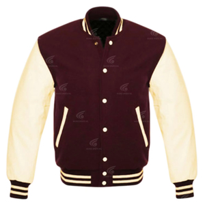 Veste de survêtement en cuir véritable 100% de qualité supérieure en laine, avec manches en cuir, pour hommes, style streetwear, patchs personnalisés, vêtements d'hiver - Product Image 1