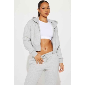 Conjunto Deportivo de Alta Calidad para Mujer, Sudadera con Capucha y Cremallera y Pantalones, Logotipo Personalizado, Ropa Deportiva de Poliéster y Algodón, OEM - Product Image 1