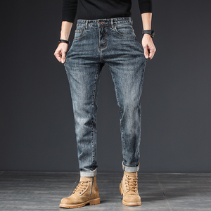 Polyester/coton personnalisé Logo ajusté Pantalones Jeans hommes femmes de haute qualité coupe régulière taille moyenne droite Style adoucissant - Product Image 4