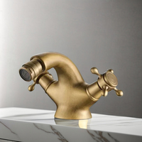 Robinet de bidet thermostatique à double poignée en laiton bronze antique avec cartouche céramique, à poser sur le plan, eau chaude/froide pour hôtel