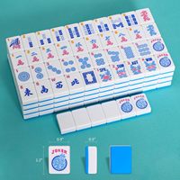 Tuiles de Mahjong en mélamine bleu écaille de tortue américaine, transparentes comme du cristal, pour 4 joueurs, ensemble de jeu haut de gamme