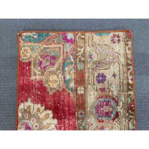 Vintage Turkish Rug, 1.4x2.5 ft Rug, <b>Red</b> Brown Polka dot <b>Wool</b> Rug - Product Image 5