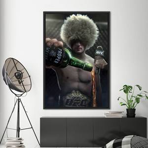 Impresión en Lienzo con Motivación del Luchador Khabib Nurmagomedov, Enmarcado en Negro - Product Image 1