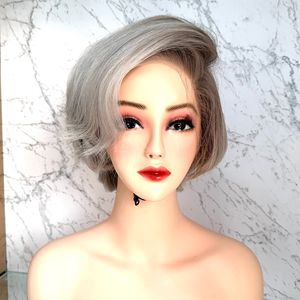 Perruque Cheveux Courts Extensions de Cheveux Humains Vietnamiens Donneur Unique Couleur Grise - Product Image 2